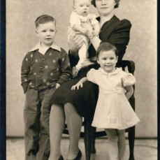 Photo of Pauline, John (age 5), Judy (age 2.5) and Paul (age 10 months) in 1943 during WWII.   - Laura Pfeffer