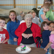 Aunt Gina with "some" of her great-great-great neices & nephews. You were deeply loved by us all and we will miss you forever.  - Sue Listle