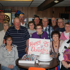 One of several celebrations of Dorothy's 95th Birthday held at Campsite with her Pool League. - Bradley Funeral Home