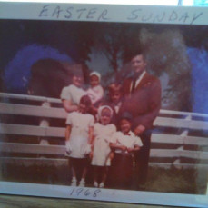 Rick, Sandy, Jeff, Geri, Jacque, Jimmy, and Richie Behm on Easter Sunday, 1968. Submitted by Rick and Sandy's granddaughter, Jacque's daughter, Kate Beth. - Bradley Funeral Home