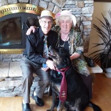 Easter 2015 - Grandma and Grandpa with Vadar - Kayla
