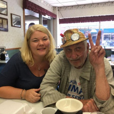 Just having fun around Antigo with Glen this last year.   He always loved to share stories about the farm and his kids.  Missed his wife dearly.   Here he is kidding around before our normal trips to Dixie Diner, Two Angels, or the most visited Antigo Mc Donals - Ellen Feuerhelm