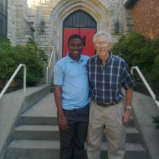 Donald Payer and Babasola Olugasa in front of St. John's Episcopal Church, July, 2013 - Babasola Olugasa
