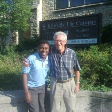 Donald Payer and Babasola Olugasa in front of St. John's Episcopal Church, July, 2013 - Babasola Olugasa