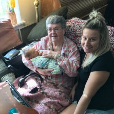Rose and her Great Great Grandchild Roman and Great Grandchild Cassie - Evelyn Constantine 