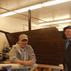 Denny and Charlie Yoeger built lots of props for our garden displays. Here they are with a shipwrecked boat.  Amazing craftsmen! - Sarah Rummery