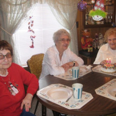 Dorothy, Maybell and Louise on her 98th Birthday. - Linda Derrick