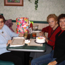 Celebrating Louise's 94th Birthday with Dorothy and Linda at Chet & Emil's in 2006 - Linda Derrick