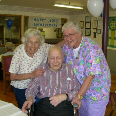 The following are pictures from July, 2010, Carl and Martha's 60 wedding anniversay celebration at Eastview Medical and Rehabilitation Center.  - Janice