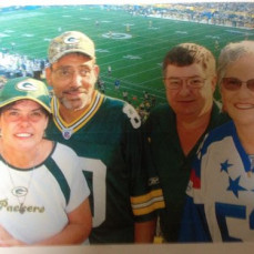 Our first packer game with Denny and Shirley, what fun me and Rod has looks so happy there - Lynda Smith