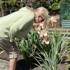 Mary last May enjoying my garden.  - Berta Warden