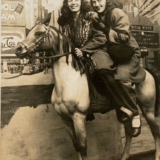(L to R) BFF’s Dorothy H. Mealey and Jane K. Engle grabbing life by the reins in New York City; February 1946. - Loren G. Mealey