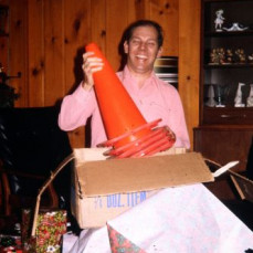 William F. Kelly happy to get some safety cones for his survey crew days - Clark Kelly