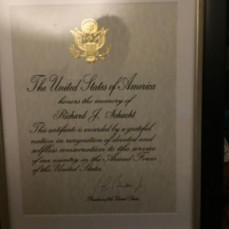 I have never felt so proud or as grateful in my life for receiving this, My Mother, three sisters and myself received this and I think it speaks for itself  - Richard Schacht II