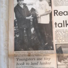Going through my dad’s (Jerry’s Uncle Ron) we came across the Antigo’s news clipping of the big Muskie catch. - Andy Hull