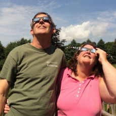 Viewing the partial eclipse of the sun! August 21, 2017. The day I introduced Stacia to margaritas from a can over ice! - Sue Nevling
