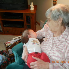 This is the first time Grandma Bernie met her first great grandchild, Jaxson.  This time was so sweet. - Jaime