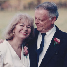 Richard Starnes with wife, Judy Mann (columnist at the Washington Post)at their home in Fort Valley, Virginia (circa 1990's) - Kay